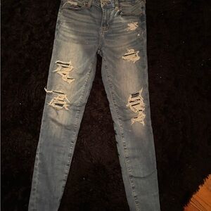 American Eagle Outfitters Women's Skinny Jeans - Distressed Blue